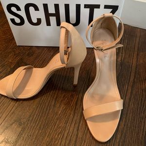 SCHUTZ Cadey-Lee Nude Stiletto Heel Sandals Women’s Size 7.5
